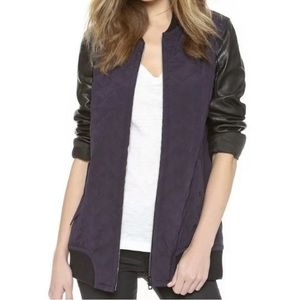 RAG & BONE Pacific Quilted Silk Body Lambskin Leather Bomber Jacket Size M